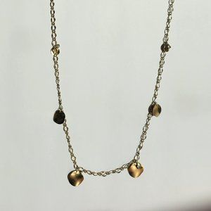 Gold Tone Chain With Gold Plates & White Rhinestones Necklace NK_GD0010